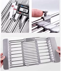 IBright Verstelbare Keukenrek - Gootsteen Mand - Afdruiprek – Vergiet – Verstelbaar In Lengte - Uitschuifbaar - RVS Grijs -Lifestyleproducten 1017x1200 4