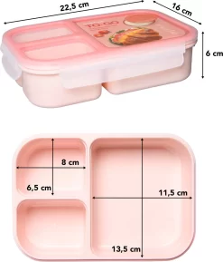 Lock&Lock Lunchbox - Bento Box - Salade Lunchbox - Met 3 Compartimenten - Met Dressing/Saus Bakje - Volwassenen En Kinderen - To Go - Lekvrij - BPA Vrij - 980 Ml - Roze -Lifestyleproducten 1025x1200