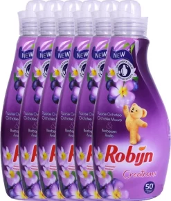 Robijn Creations Wasverzachter VOORDEELVERPAKKING 6X 1,25L. 300 Wasbeurten "Paarse Orchidee & Bosbessen" -Lifestyleproducten 1027x1200