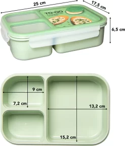 Lock&Lock Lunchbox - Bento Box - Salade Lunchbox - Met 3 Compartimenten - Met Dressing/Saus Bakje - Volwassenen En Kinderen - To Go - Lekvrij - BPA Vrij - 1,5 Liter - Groen -Lifestyleproducten 1032x1200