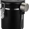 Koffie Bewaarbus Luchtdicht Met CO2 Uitlaat - Koffieblik Bewaarblik Voor 500 Gr Koffiebonen - Zwart - 1.2L