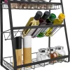 QUVIO Kruidenrek - Keukenrek Staand - Keukenrekje - Keukenrek - Aanrecht Organizer - Metaal - 19 X 35 X 38 Cm