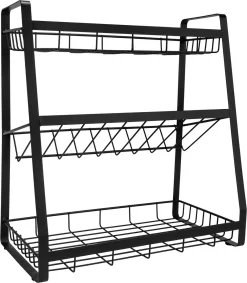 QUVIO Kruidenrek - Keukenrek Staand - Keukenrekje - Keukenrek - Aanrecht Organizer - Metaal - 19 X 35 X 38 Cm -Lifestyleproducten 1048x1200