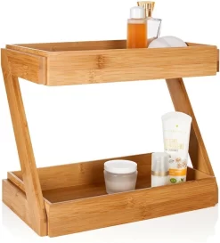 Merkloos Decopatent® 2 Laags Keuken Opbergrek - Staand Rek 2 Etages - Keukenrek - Bamboe Hout - Etagere Rek - Kruidenrek - Keuken Organizer -Lifestyleproducten 1086x1200