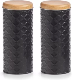 2x Bewaar/voorraad Blikken Koffiepads - Zwart - 18 X 7,5 Cm - 1 Liter