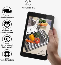 Kitch&Life Afdruiprek Oprolbaar - Mat Zwart - Pannenonderzetter - Afdruipmat - Keukenrek 3-in-1 -Lifestyleproducten 1125x1200