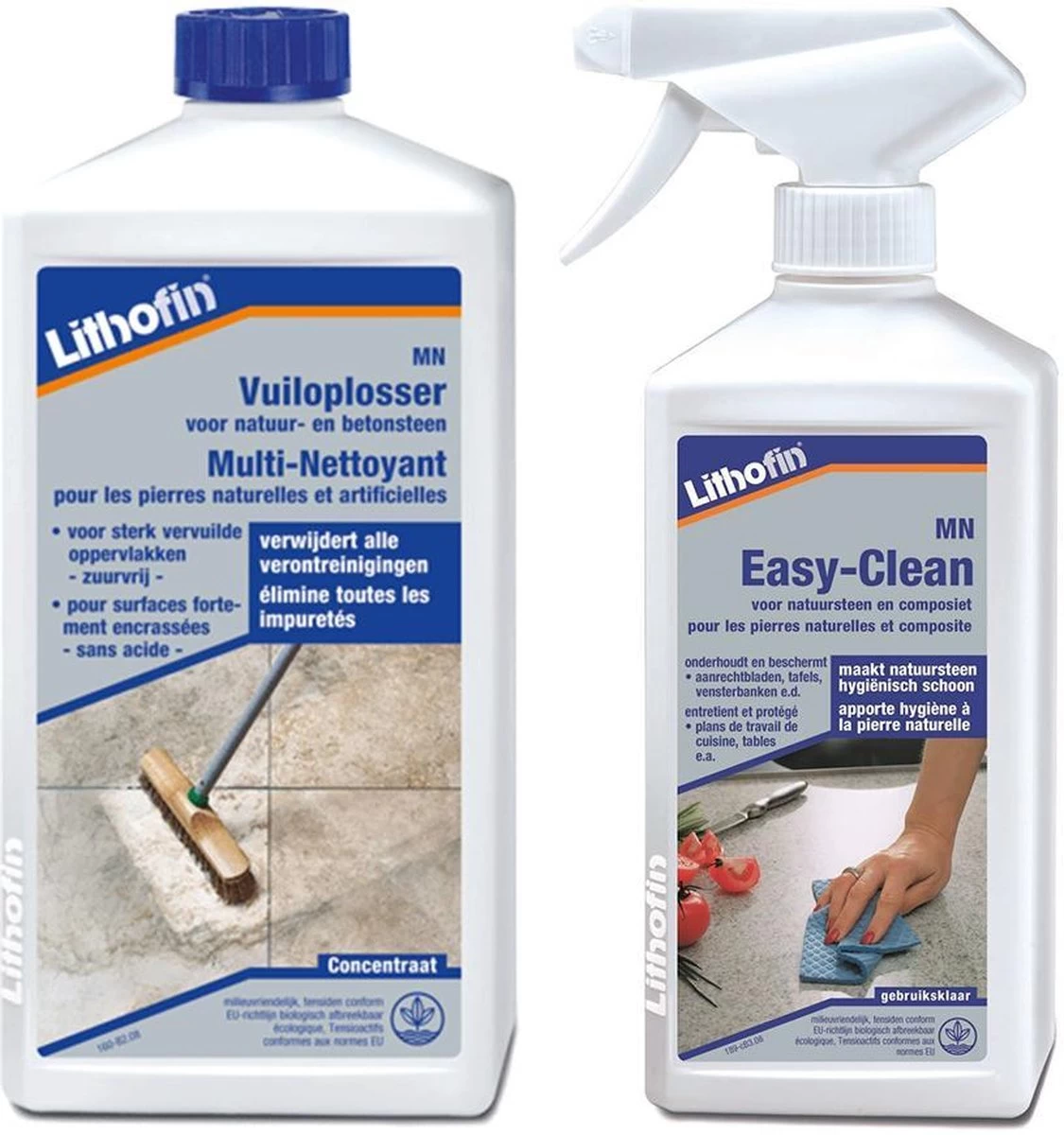 MN Onderhoudsset - Werkbladen In Natuursteen En Composiet - MN Vuiloplosser 1L En Easy-Clean 500ml - Lithofin 1 MN Onderhoudsset - Werkbladen In Natuursteen En Composiet - MN Vuiloplosser 1L En Easy-Clean 500ml - Lithofin