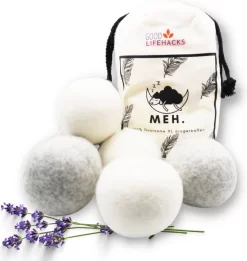 Goodlifehacks Originele XL 6 Stuks Drogerballen - Wasbollen - Wasverzachter - Zero Waste Dryerballs - Duurzaam - Herbruikbare Droogballen - Wit & Grijs - Energie Besparen