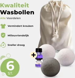 Drogerballen Met Wasparfum - Droogballen - Set Van 6 XL Ballen - Wasdroger Ballen Wol - 100% Nieuw-Zeelands Schapenwol - Wasballen -Lifestyleproducten 1143x1200