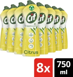 Cif CleanBoost Cream Citroen Schuurmiddel - 8 X 750 Ml - Voordeelverpakking -Lifestyleproducten 1147x1200 1