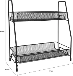 QUVIO Kruidenrekken Staal - Kruidenrek Staand - Kruidenrekken Zwart - Opbergrek - Opbergrekken Breedte Van 25 Tot 50 Cm - Opbergrek Zwart - Keukenrek - Keukenrek Staand 2 Laags - Zwart - Metaal -Lifestyleproducten 1167x1200 2