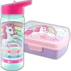 Unicorn Broodtrommel + PET Drinkfles Lichtblauw | Eenhoorn Lunchbox Set Voor Meisjes LS22