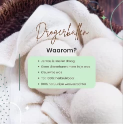 Geniet Van Gemak® | Herbruikbare Wollen Drogerballen | Wasbollen | Schaapswol | Duurzame En Energiebesparende Wasballen | 6 XL Drogerballen -Lifestyleproducten 1195x1200 1