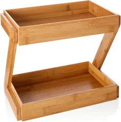 Merkloos Decopatent® 2 Laags Keuken Opbergrek - Staand Rek 2 Etages - Keukenrek - Bamboe Hout - Etagere Rek - Kruidenrek - Keuken Organizer -Lifestyleproducten 1197x1200 2