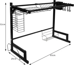 Afdruiprek Droger Zwart Voor Bestek Boven De Gootsteen 65 Cm X 29 Cm X 52 Cm -Lifestyleproducten 1200x1052 1