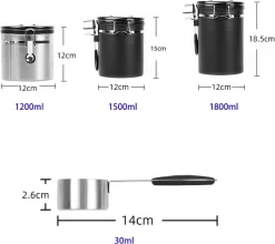 Koffiebonen Opbergbus- Koffiebonen Bewaren - Nieuw Voedsel Bewaren - Kitchen Merchandise - Vooraadbus - Bewaardozen - Kitchen Merchandise - 1.8L Vooraadpot - Voorraadpotten - Gebroken Wit Kleur - Opslagtank Voor Gedroogd Fruit- Opslag Van Koffiebonen -Lifestyleproducten 1200x1071