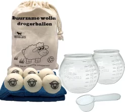 Waspakket - 6 Drogerballen - 2 Wasbollen - Maatschepje - Wasdoekje - Doseerbol - Wasbol - Doseerbollen
