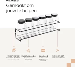 Noswo Kruidenrek Ophangbaar - Voor 24 Kruidenpotjes - 4 Stuks - Keukenrek Hangend - RVS - Zwart -Lifestyleproducten 1200x1074 3