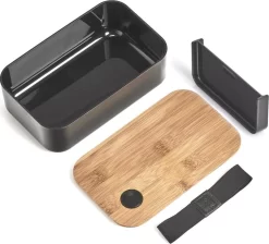 Lunchtrommel/broodtrommel 2-vaks Zwart/naturel Bamboe 19 X 7 Cm - Keukenbenodigdheden - Lunch/brood Meenemen - Trommels/boxen -Lifestyleproducten 1200x1088 1