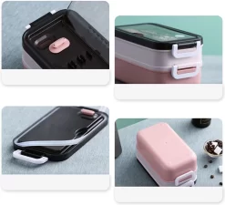 Lunchbox - Meal Prep Bakjes - Lunch Box Met Deksel - Meal Prep – Bento Box - Lunchtrommel Met Bestek Blauw -Lifestyleproducten 1200x1091