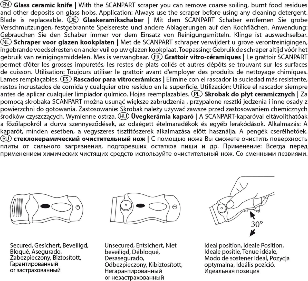 Scanpart Kookplaat Schraper - Schraapijzer - Radeermes - Voor Alle Glazen Kookplaten - Zoals Keramische Inductie En Halogeen Kookplaten - Kunststof - Vervangbaar Mesje - Krasvrij 4 Scanpart Kookplaat Schraper - Schraapijzer - Radeermes - Voor Alle Glazen Kookplaten - Zoals Keramische Inductie En Halogeen Kookplaten - Kunststof - Vervangbaar Mesje - Krasvrij - Afbeelding 4