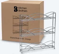 KitchenBrothers Kruidenrek - Staand - Voor 21 Potjes - 3 Laags - Chroom -Lifestyleproducten 1200x1106 1