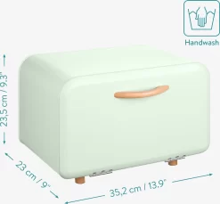 Navaris Metalen Broodtrommel Met Klapdeksel - Vershouddoos Voor Brood - 35 X 24 X 23 Cm - Van Ijzer Met Houten Details In Mintgroen -Lifestyleproducten 1200x1114 2