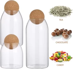 Igoods Helderglazen - Voorraadpot Met Kurkbal - Thee- En Koffiebus Met Bolvormig Houten Deksel - Voedselblikken - Keukenopslag - Opslagpotten -Lifestyleproducten 1200x1132 2