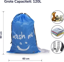 Wonair - Grote Waszak - 60x90cm - Hemelsblauw - Met Trekkoord En Draagband -Lifestyleproducten 1200x1147