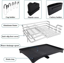 Doogo® Afdruiprek Met Bestekkorf En Lekbak Voor Keukenborden En Bestek Afdruiprek Met Draaibare Uitloop -Lifestyleproducten 1200x1169 13