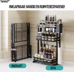 TammaT - Kruidenrek - Kruidenrek Staand - Inklapbare Keukenrek - 3-laags 35x21x56,5CM - Keuken Organizer - Aanrecht Organizer - Keuken Opslag - Roestvrij Staal - Opbergrek - Keuken Organizers - Roestvrij En Krasvrij -Lifestyleproducten 1200x1169 5