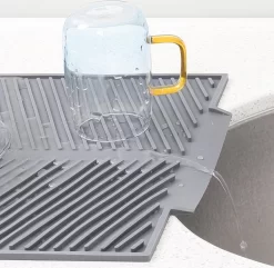 Navaris Siliconen Droogmat Met Afvoer - Aanrecht Droogmat Voor Afwas, Borden, Bestek, Glazen - Grijs -Lifestyleproducten 1200x1171 2