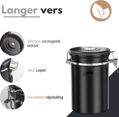 VAIVE Koffieblik - Koffiebus - Koffieblikbewaarblik - Bewaarbus Koffie - Voorraadpotten - Voorraadbussen - Voorraadbus -1.8L -Lifestyleproducten 1200x1172 3