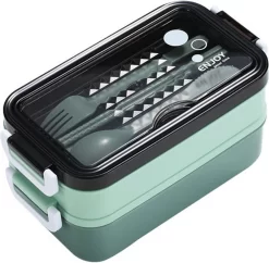 Lunchbox - Meal Prep Bakjes - Lunch Box Met Deksel - Meal Prep – Bento Box - Lunchtrommel Met Bestek Groen -Lifestyleproducten 1200x1175 3
