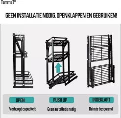 TammaT - Kruidenrek - Kruidenrek Staand - Inklapbare Keukenrek - 3-laags 35x21x56,5CM - Keuken Organizer - Aanrecht Organizer - Keuken Opslag - Roestvrij Staal - Opbergrek - Keuken Organizers - Roestvrij En Krasvrij -Lifestyleproducten 1200x1178 1
