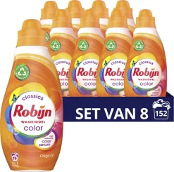 Robijn Klein & Krachtig Classics Color Vloeibaar Wasmiddel - 8 X 19 Wasbeurten - Voordeelverpakking