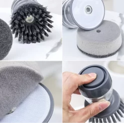 Afwasborstel Met Zeepdispenser – Met 3 Verschillende Opzet Stukken – Inclusief Houder – Grijs – Afwas Borstel Zeepreservoir – Zeep Handborstel – Doseerpomp – Afwasmiddel Dispenser – Navulbaar -Lifestyleproducten 1200x1189 7