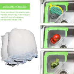 Merkloos Gootsteen Organizer - Gootsteen Afval Netje - Gootsteenontstopper - Spoelbak - Incl. 50 Netjes -Lifestyleproducten 1200x1191 6