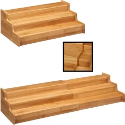 Merkloos Decopatent® Kruidenrekje Uitschuifbaar - Staand 3 Laags Kruidenrek Voor 36 Kruidenpotjes - Specerijen Rek - Bamboe Hout
