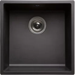 NORD INOX Ingebouwde Gootsteen 1 Kom + 1 Manddrain Zonder Afdruiprek - Hars - 40 X 40 X 20 Cm - Zwart