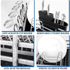 Doogo® Afdruiprek Met Bestekkorf En Lekbak Voor Keukenborden En Bestek Afdruiprek Met Draaibare Uitloop -Lifestyleproducten 1200x1199 21