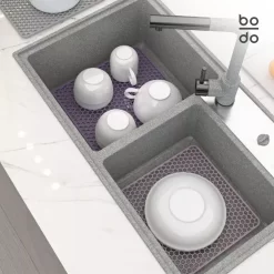 BODO Gootsteenmat Siliconen Donker Grijs - 34.5 X 34.5 Cm - Keuken Accessoires - Gootsteen Beschermer - Onderzetters Siliconen - Anti Kras -Lifestyleproducten 1200x1200 1189