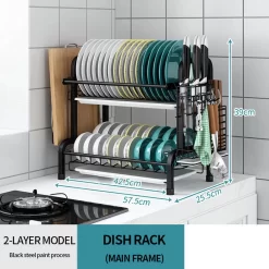 Merkloos Afdruiprek - Afdruiprek Met Lekbak - Afwas - Metaal - Zwart - RVS Afwasrek -Lifestyleproducten 1200x1200 1205