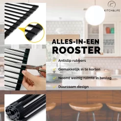 Kitch&Life Afdruiprek Oprolbaar - Mat Zwart - Pannenonderzetter - Afdruipmat - Keukenrek 3-in-1 -Lifestyleproducten 1200x1200 1207