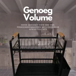 Afdruiprek - Zwart/ Met Flexibele Water Afvoer/ Borden, Pannen Bestek/ RVS/ Lichtgewicht/ Lekbak/ Luxe Uitvoering -Lifestyleproducten 1200x1200 1218