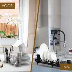 MIRI Afdruiprek – Afwasrek – Uitschuifbaar – Met Lekbak In Gootsteen – Afwas – Roestvrij Staal – Zwart -Lifestyleproducten 1200x1200 1248