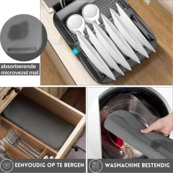 Afdruiprek Met Lekbak - Inclusief Afdruipmat - Opvouwbaar - Afwasrek Met Uitneembare Bestekhouder - Voor Bestek, Borden, Pannen En Schalen -Lifestyleproducten 1200x1200 1250