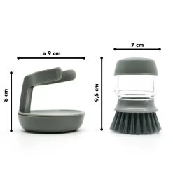 In Round Afwasborstel Met Zeepdispenser / Zeepreservoir – Inclusief Houder – Grijs – Afwas Borstel – Zeep Handborstel – Doseerpomp – Afwasmiddel Dispenser – Navulbaar -Lifestyleproducten 1200x1200 1304