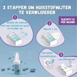 Exaller Anti Huisstofmijt Spray 150ml - 100% Natuurlijk Huismijt Bestrijder - Klinisch Getest - Behandeling En Preventie Van Huisstofmijtallergie -Lifestyleproducten 1200x1200 1700