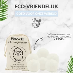 FAVE Drogerballen XL - 6 Stuks - Inclusief Opbergzakje - Wasbol - Wasballen - Doseerbol - Droogballen - Duurzaam -Lifestyleproducten 1200x1200 48